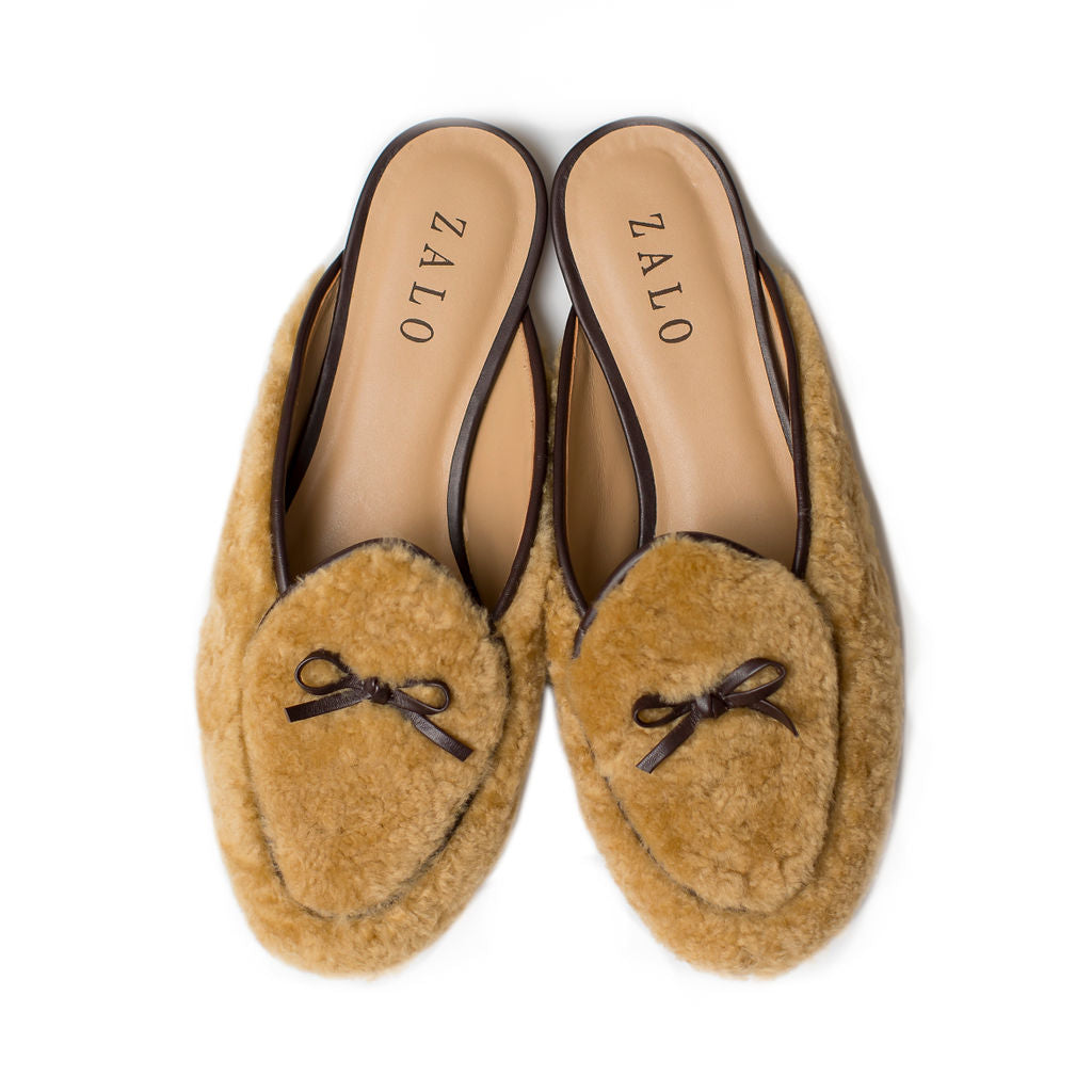 Bow Mule Shearling Tan