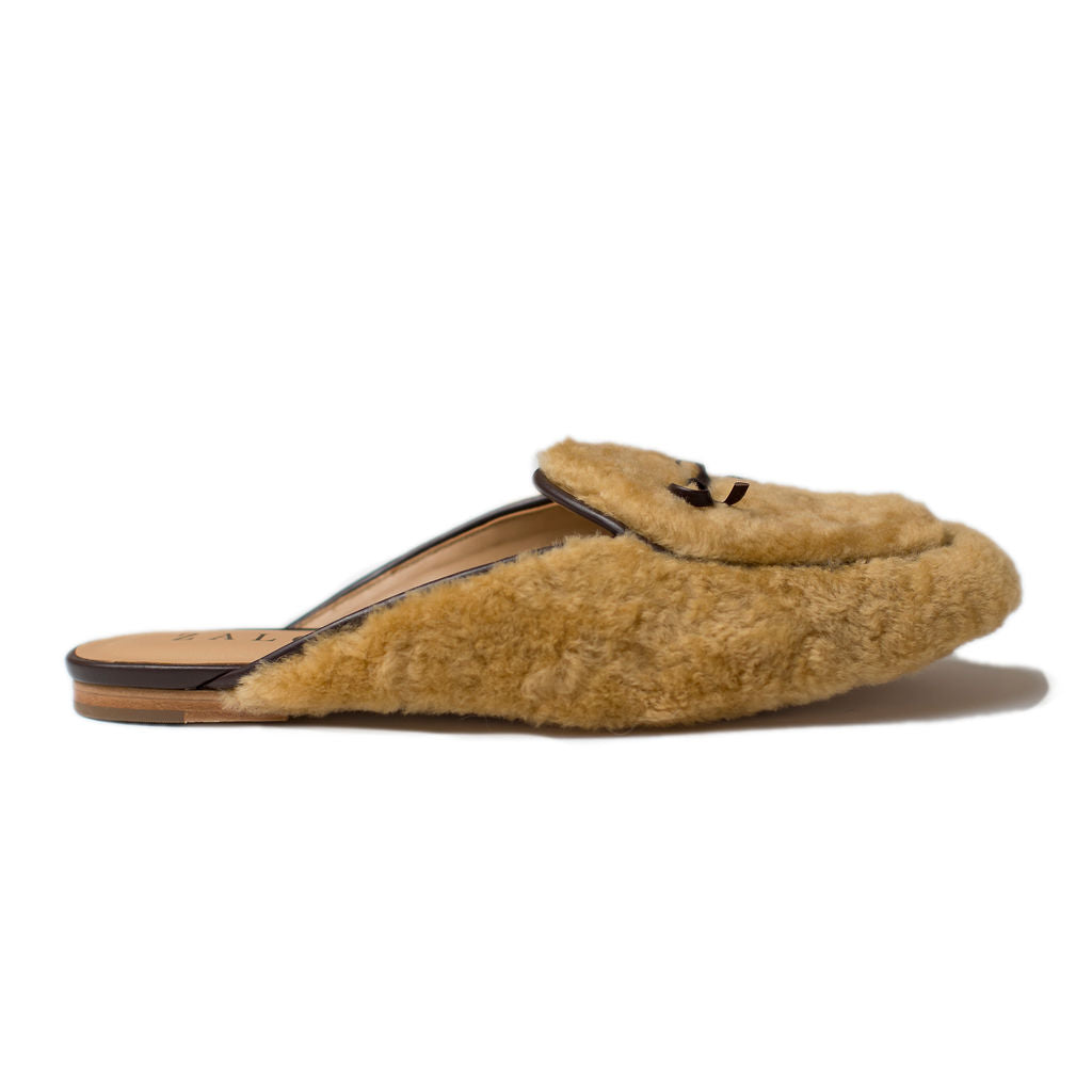 Bow Mule Shearling Tan