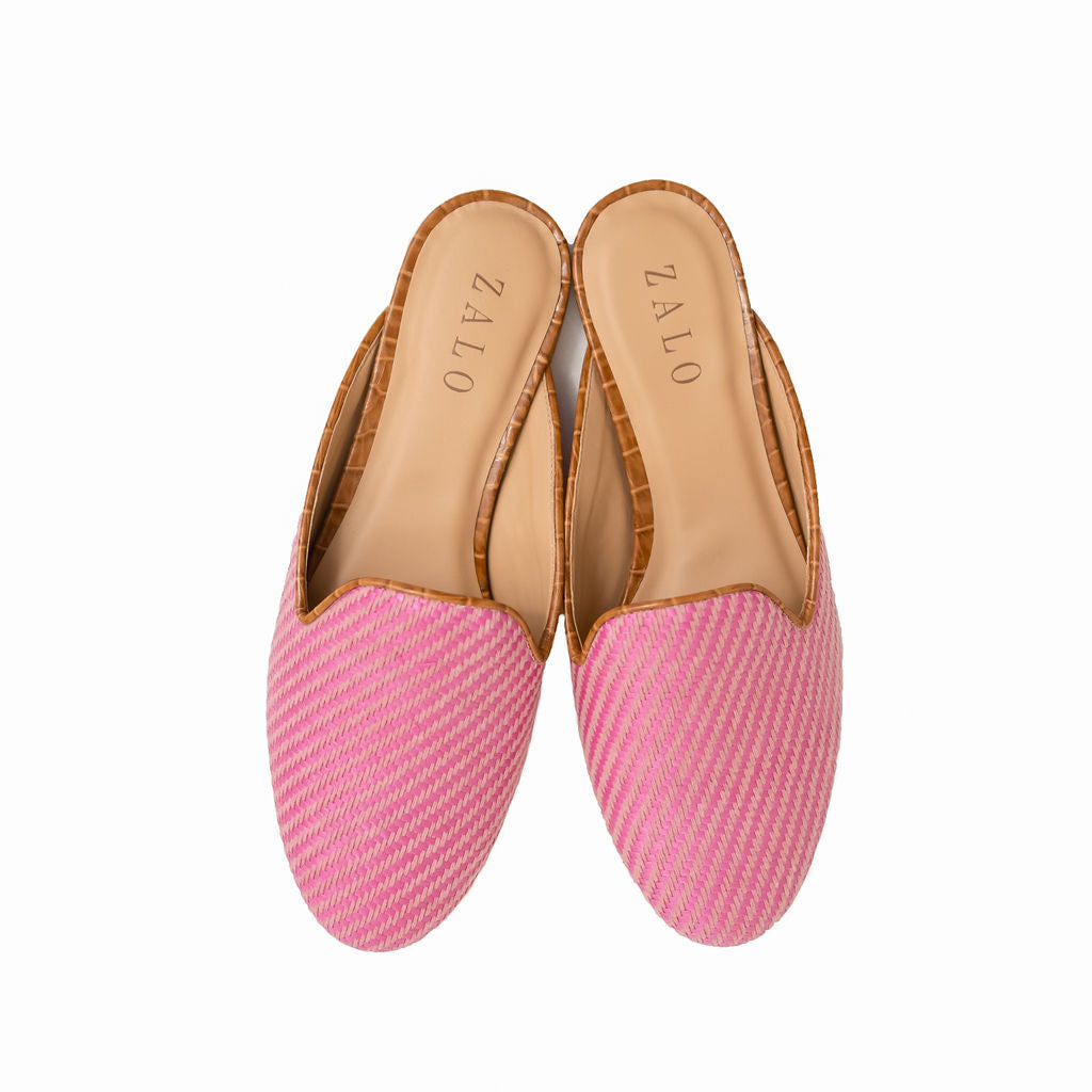 Fuchsia Raffia Mule