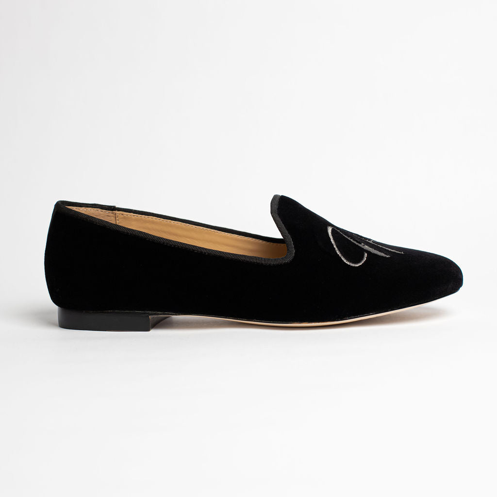 Italian velvet black Not Tonight smoking slipper