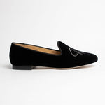 Load image into Gallery viewer, Italian velvet black Not Tonight smoking slipper
