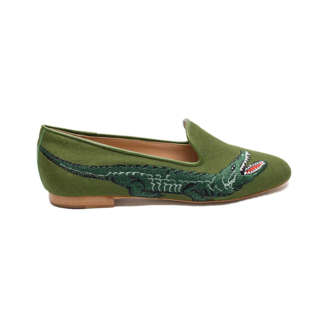 canvas alligator slipper shoe