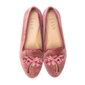 Italian velvet rose palm tree smoking slipper