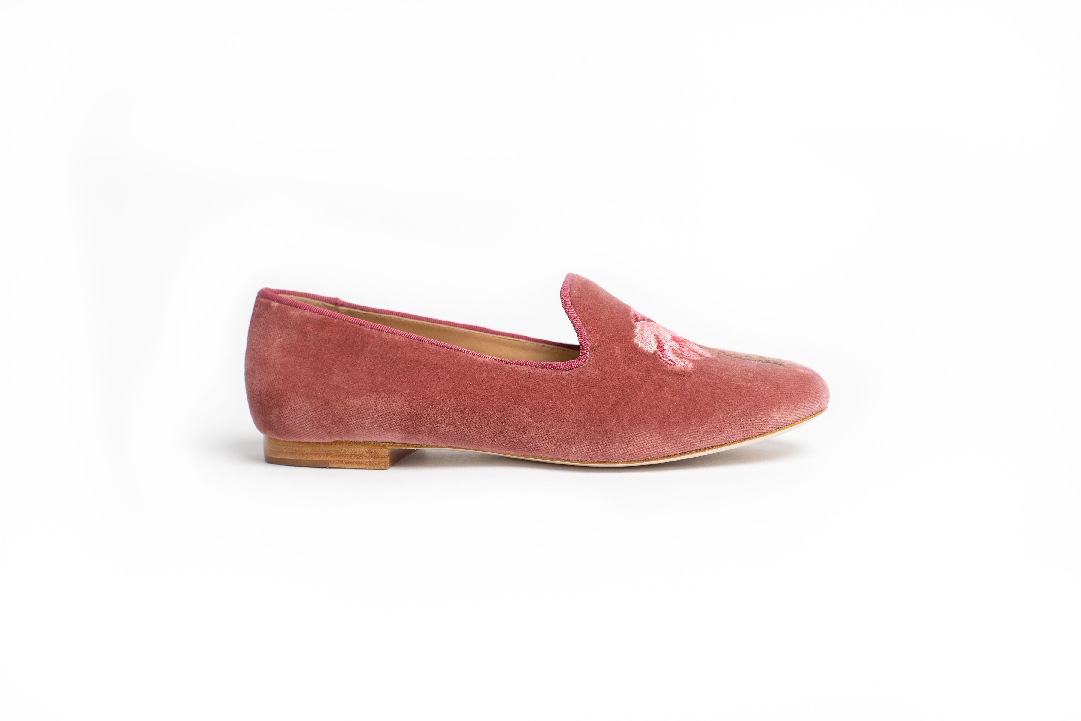 Italian velvet rose palm tree smoking slipper
