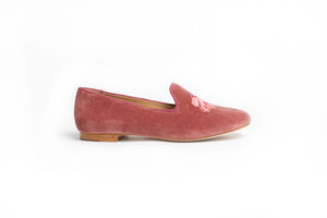 Italian velvet rose palm tree smoking slipper